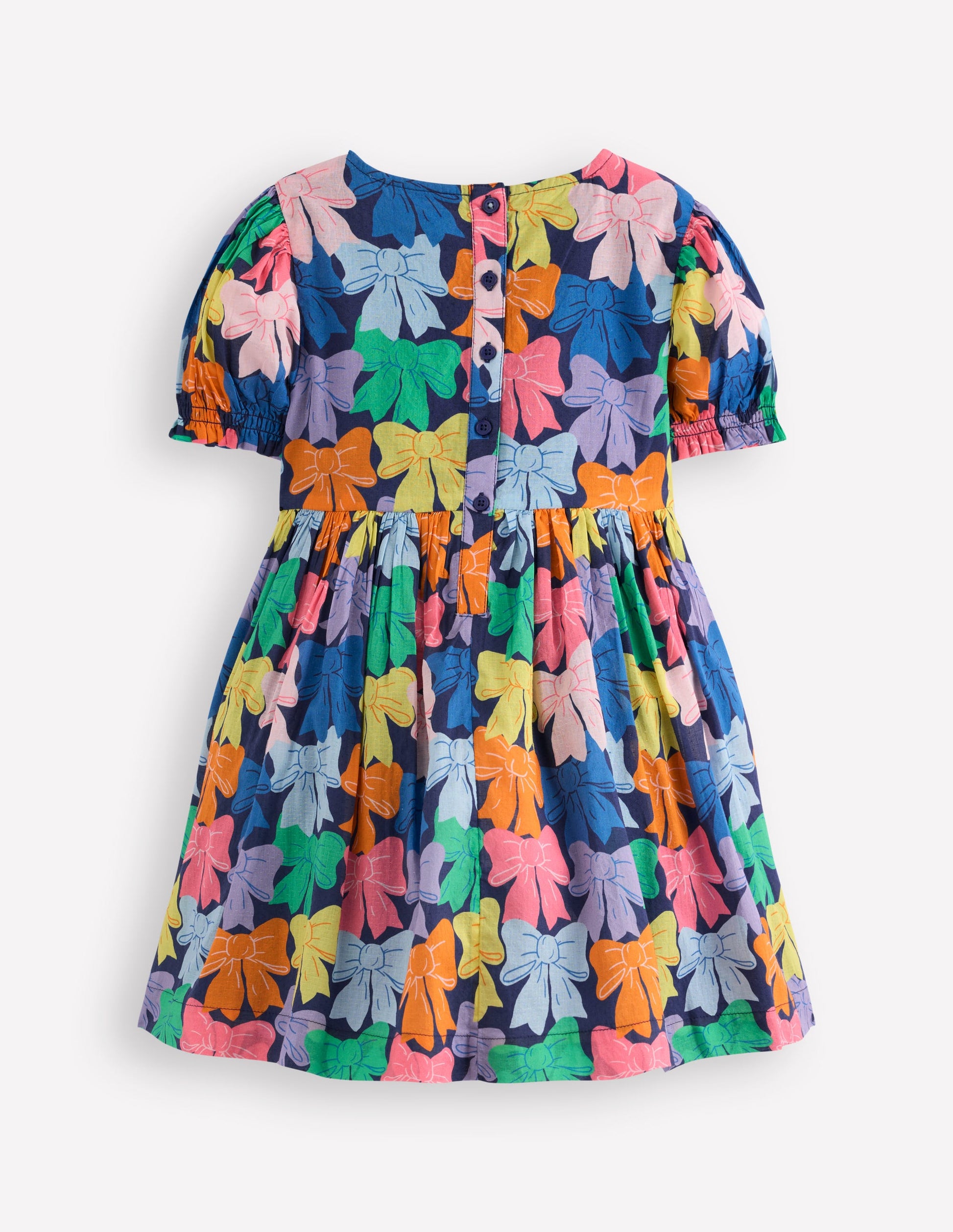 Madeline Woven Dress-Multi Rainbow Bows-2
