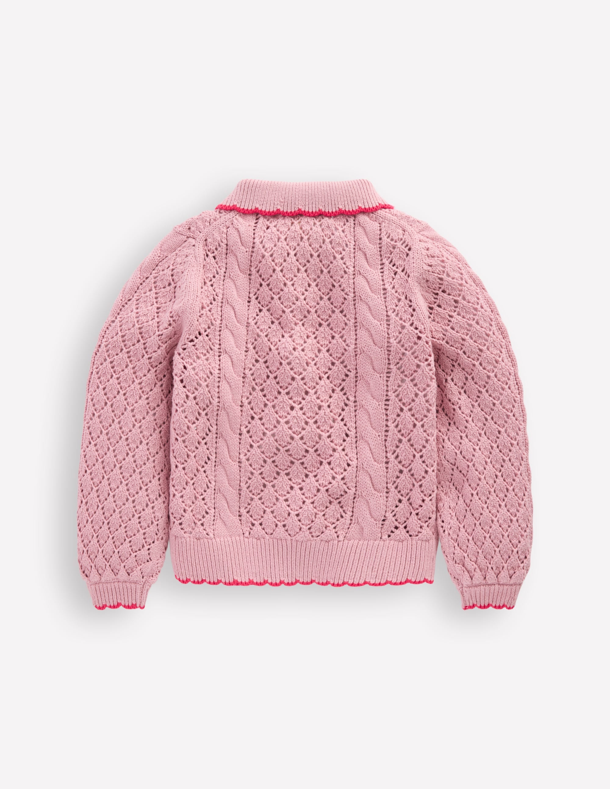 Cotton Embroidered Cardigan-Vintage Pink - Image 2