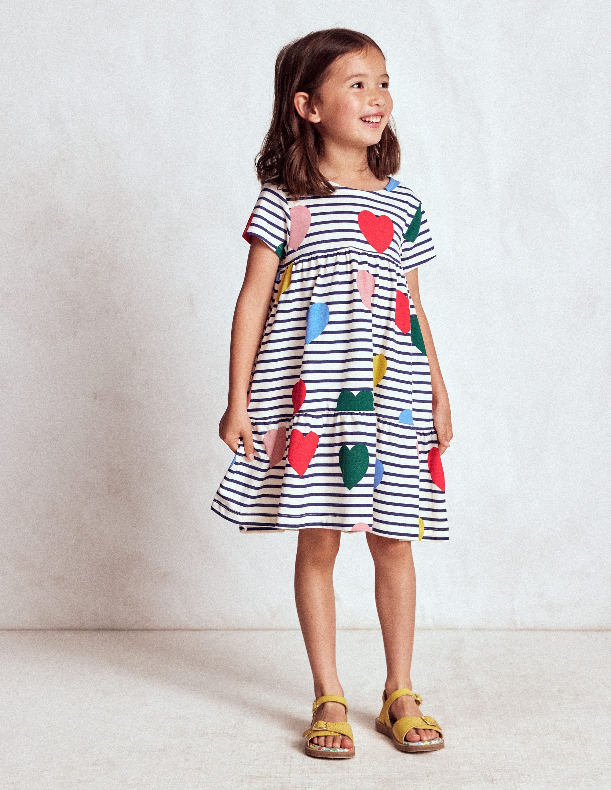 Ariel Twirly Jersey Dress-Multi Heart Stripe - Image 1