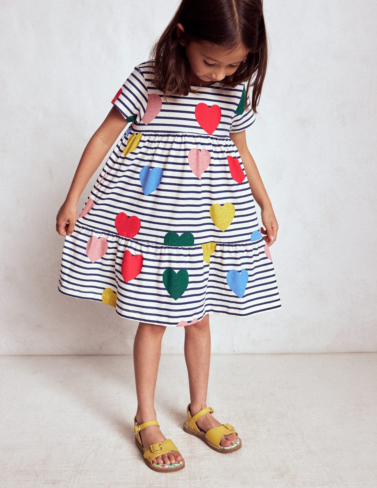 Ariel Twirly Jersey Dress-Multi Heart Stripe