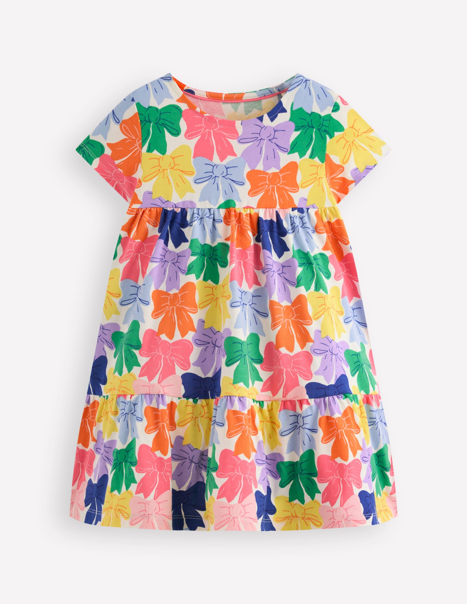 Ariel Twirly Jersey Dress-Multi Rainbow Bows-4