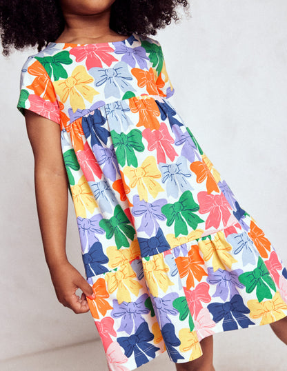 Ariel Twirly Jersey Dress-Multi Rainbow Bows-2