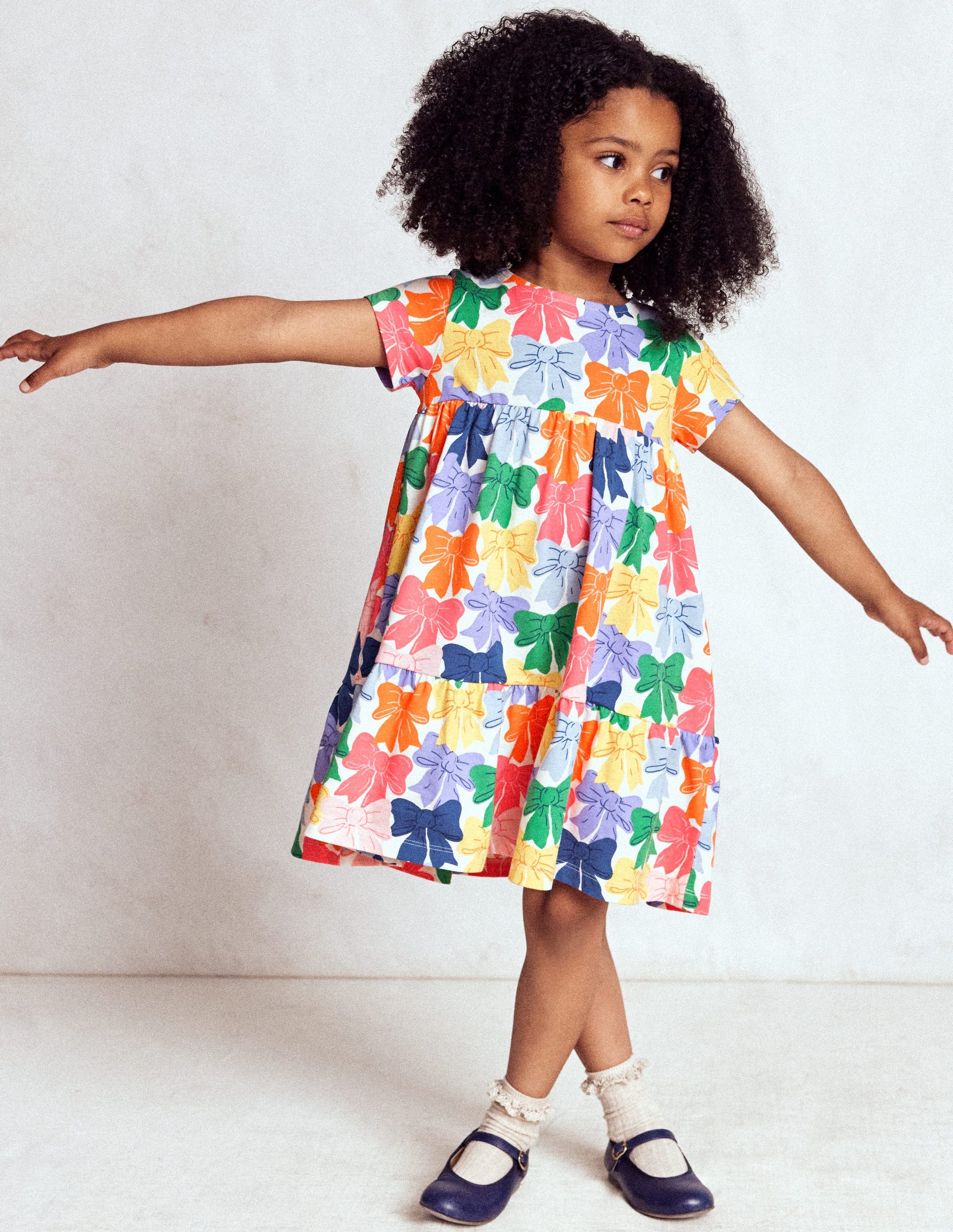 Ariel Twirly Jersey Dress-Multi Rainbow Bows-3