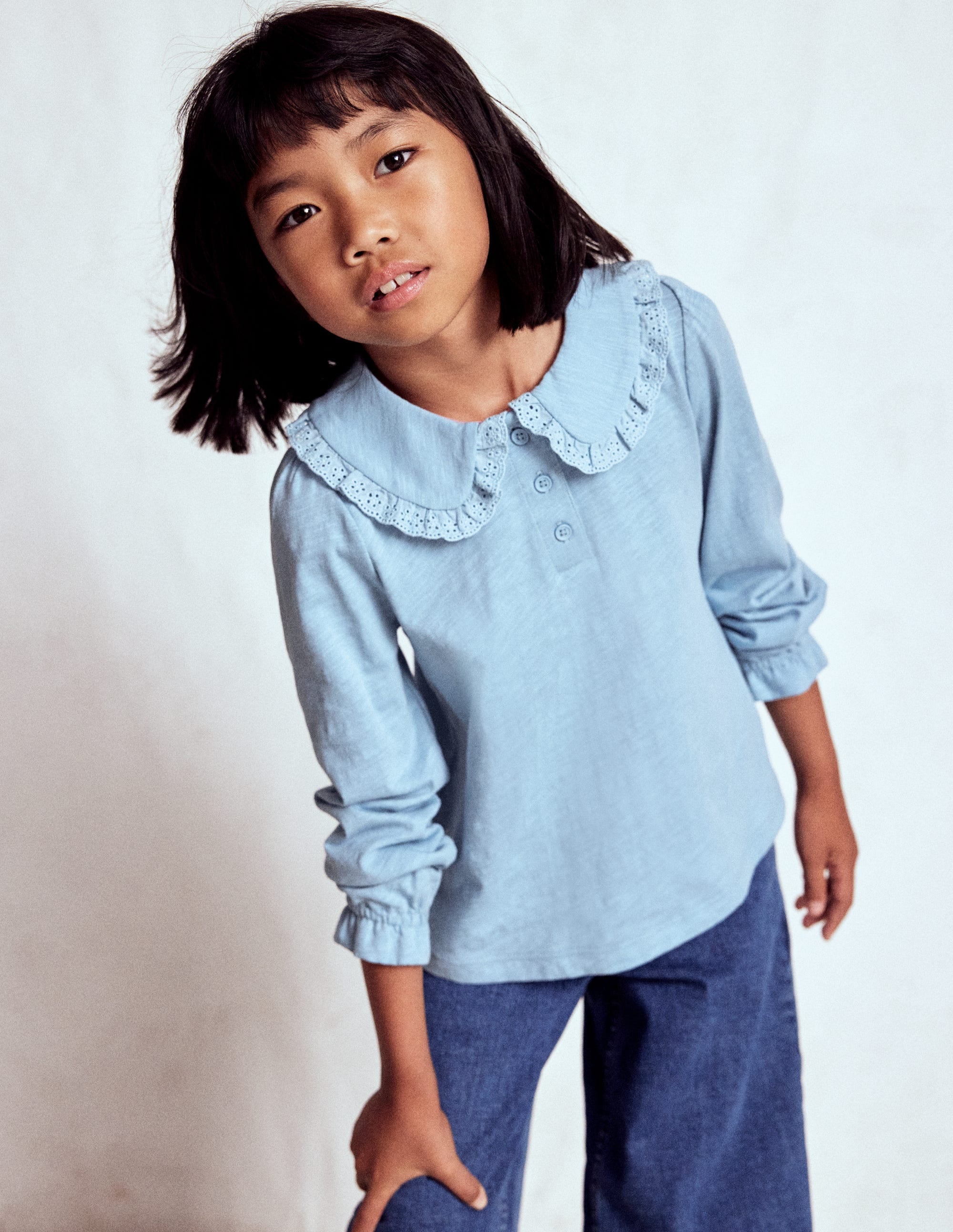 Collared Slub Top-Vintage Blue - Image 1