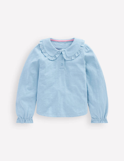 Collared Slub Top-Vintage Blue-4