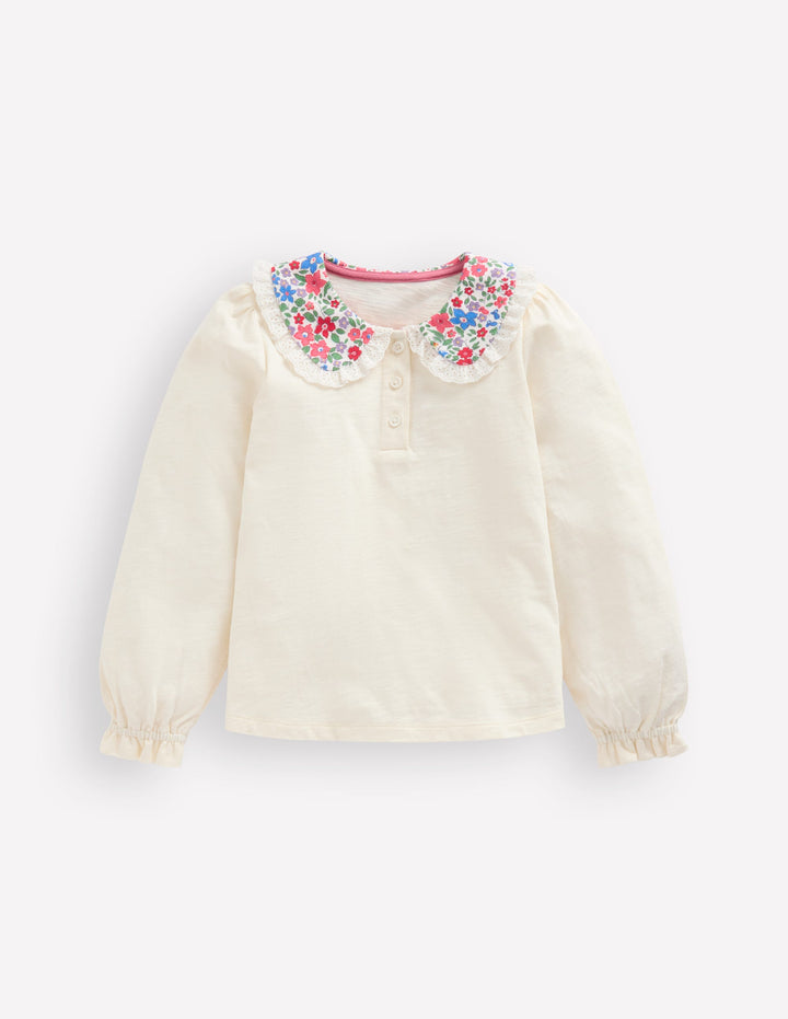 Collared Slub Top-Rose Pink Flowerbed