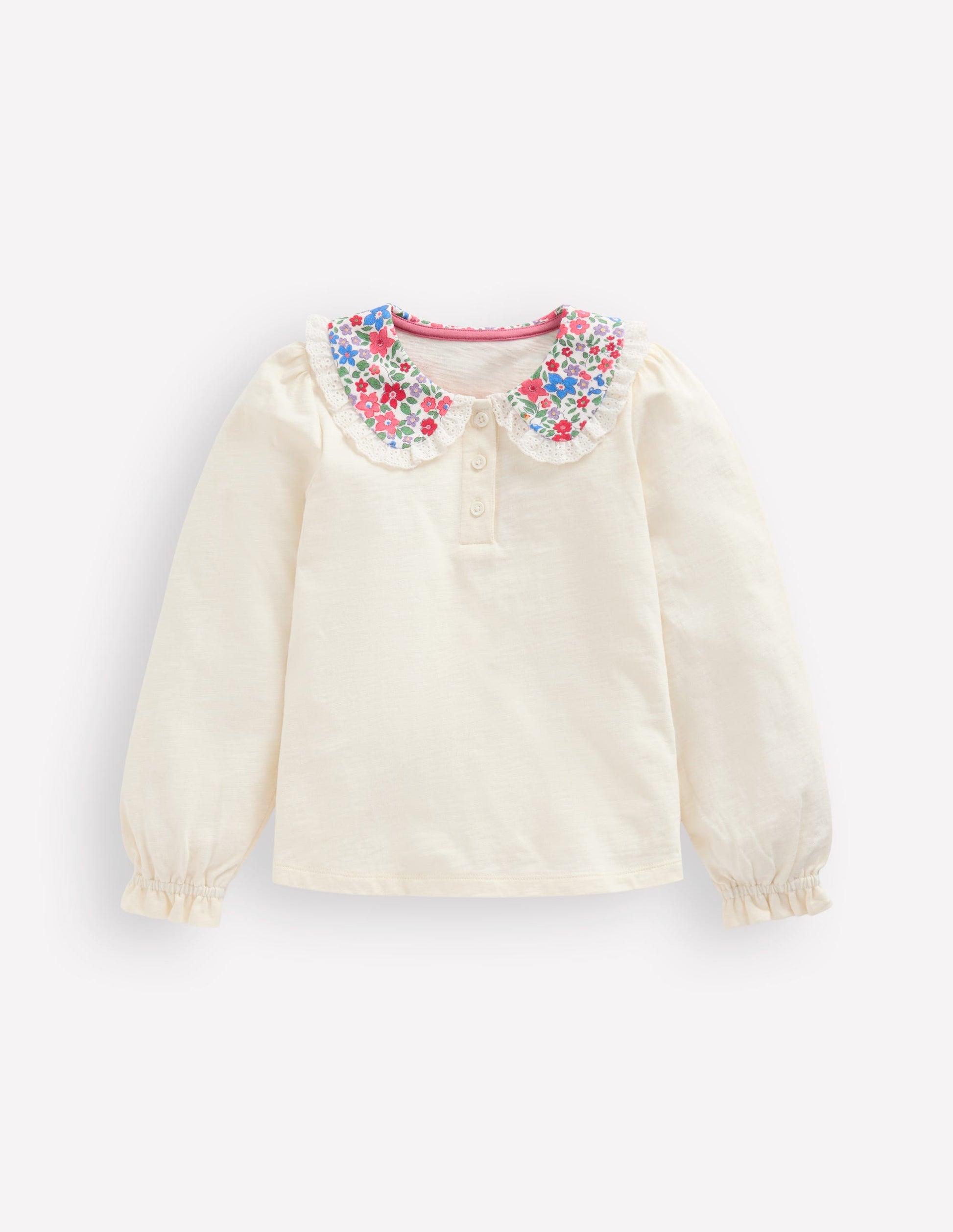 Collared Slub Top-Rose Pink Flowerbed-1