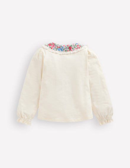 Collared Slub Top-Rose Pink Flowerbed