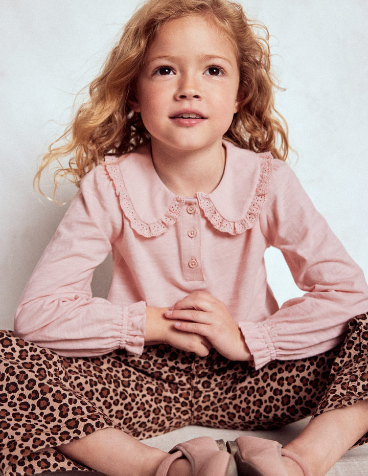 Collared Slub Top-Chalk Pink