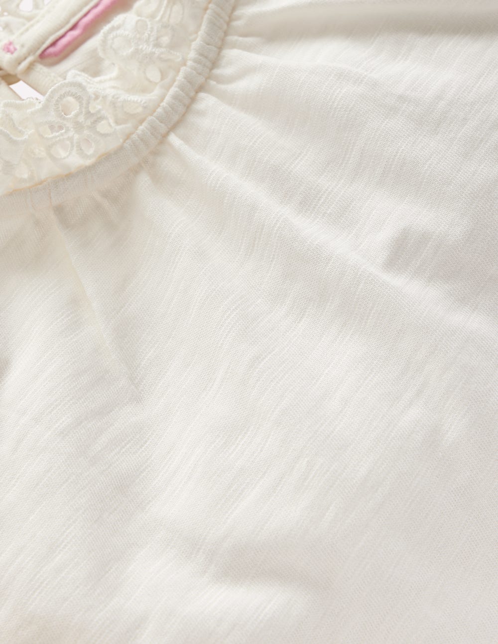 Broderie Trim Jersey Top-Soft Ivory - Image 3
