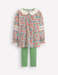 Broderie Collar Tunic Set-Vintage Pink Spaced Ditsy