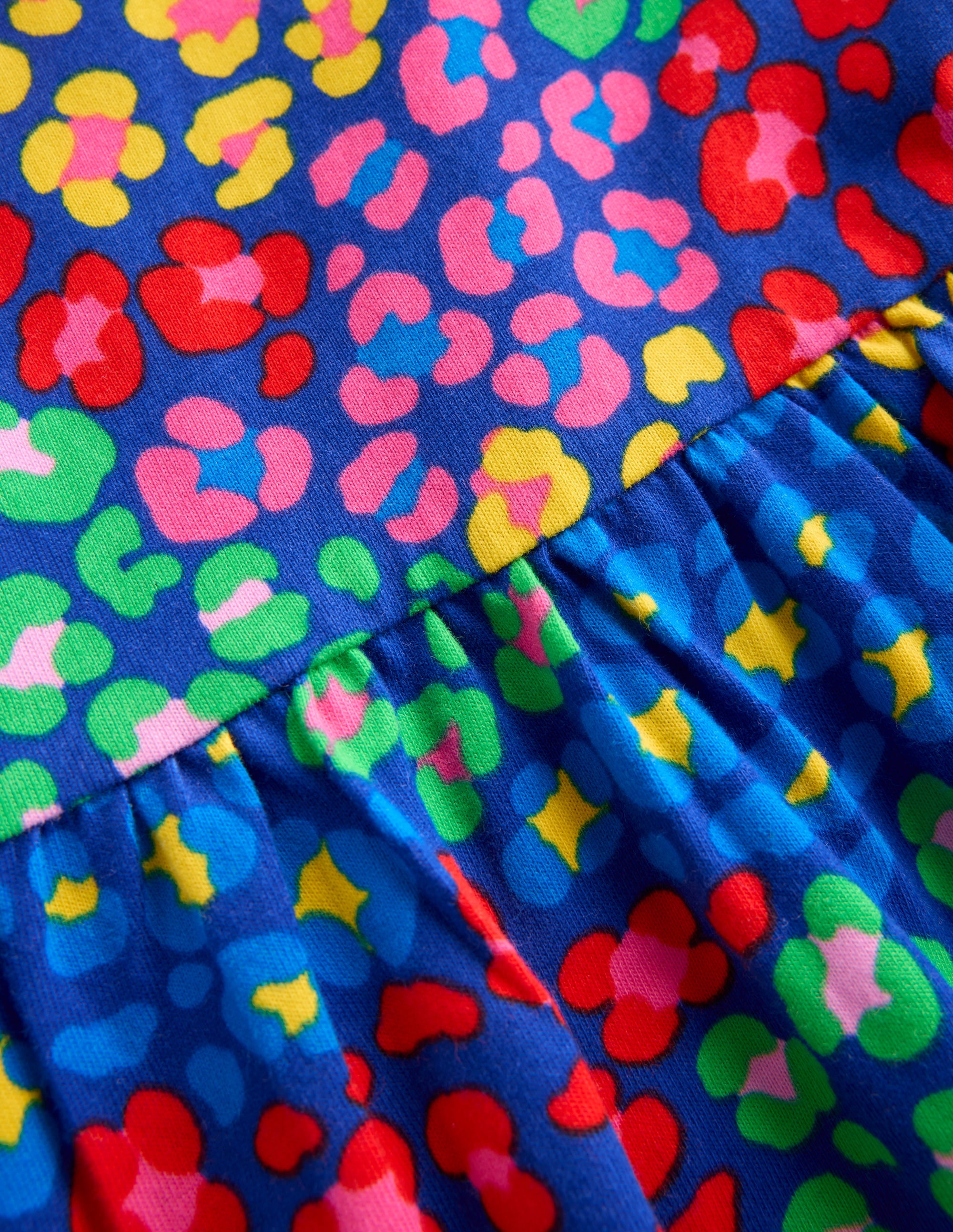 Posie Long Sleeve Jersey Dress-Bright Blue Rainbow Leopard - Image 3