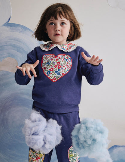 Bobbie Appliqué Sweatshirt-Starboard Blue Hearts-1