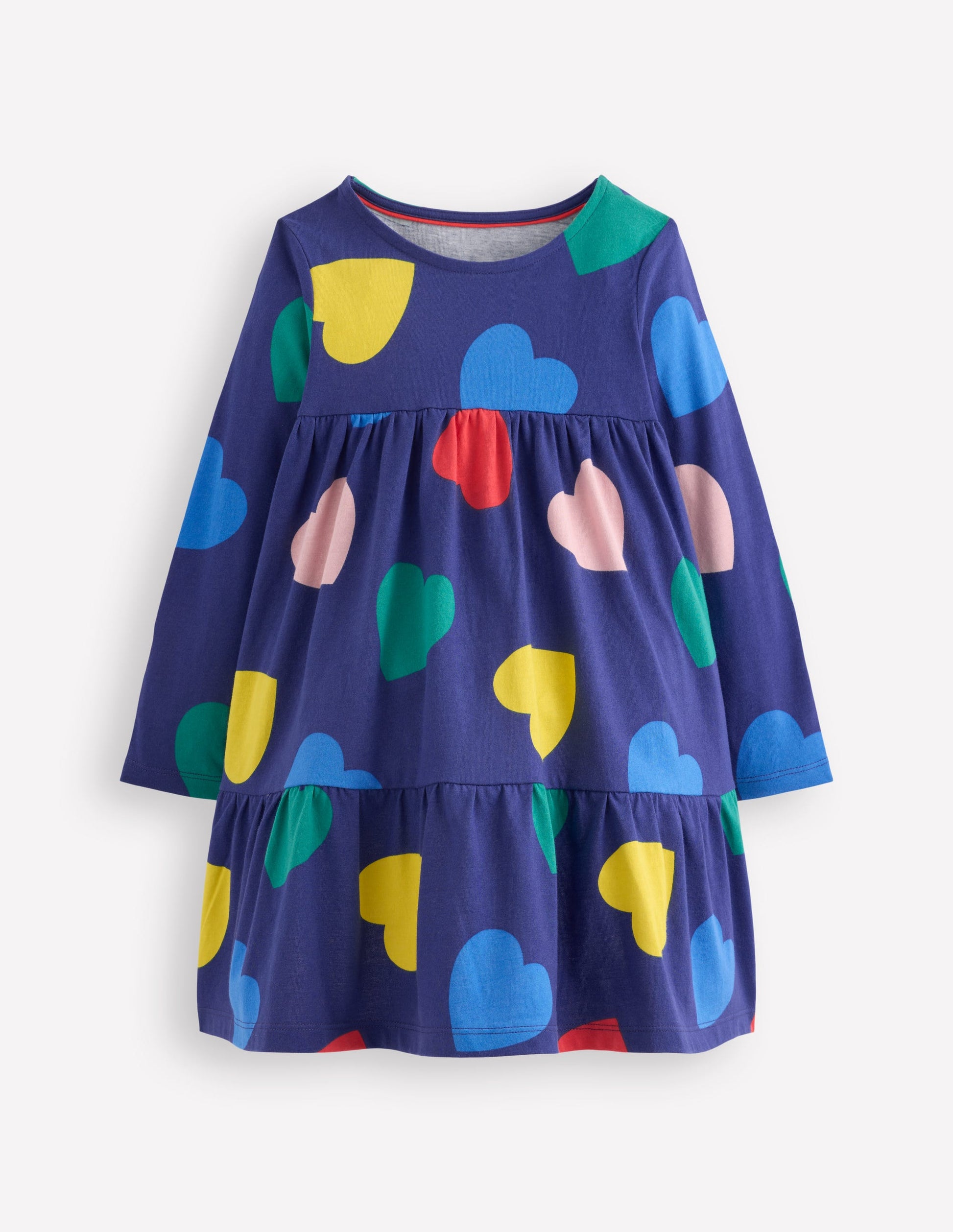 Ariel Long Sleeve Twirly Dress-Starboard Blue Hearts-1