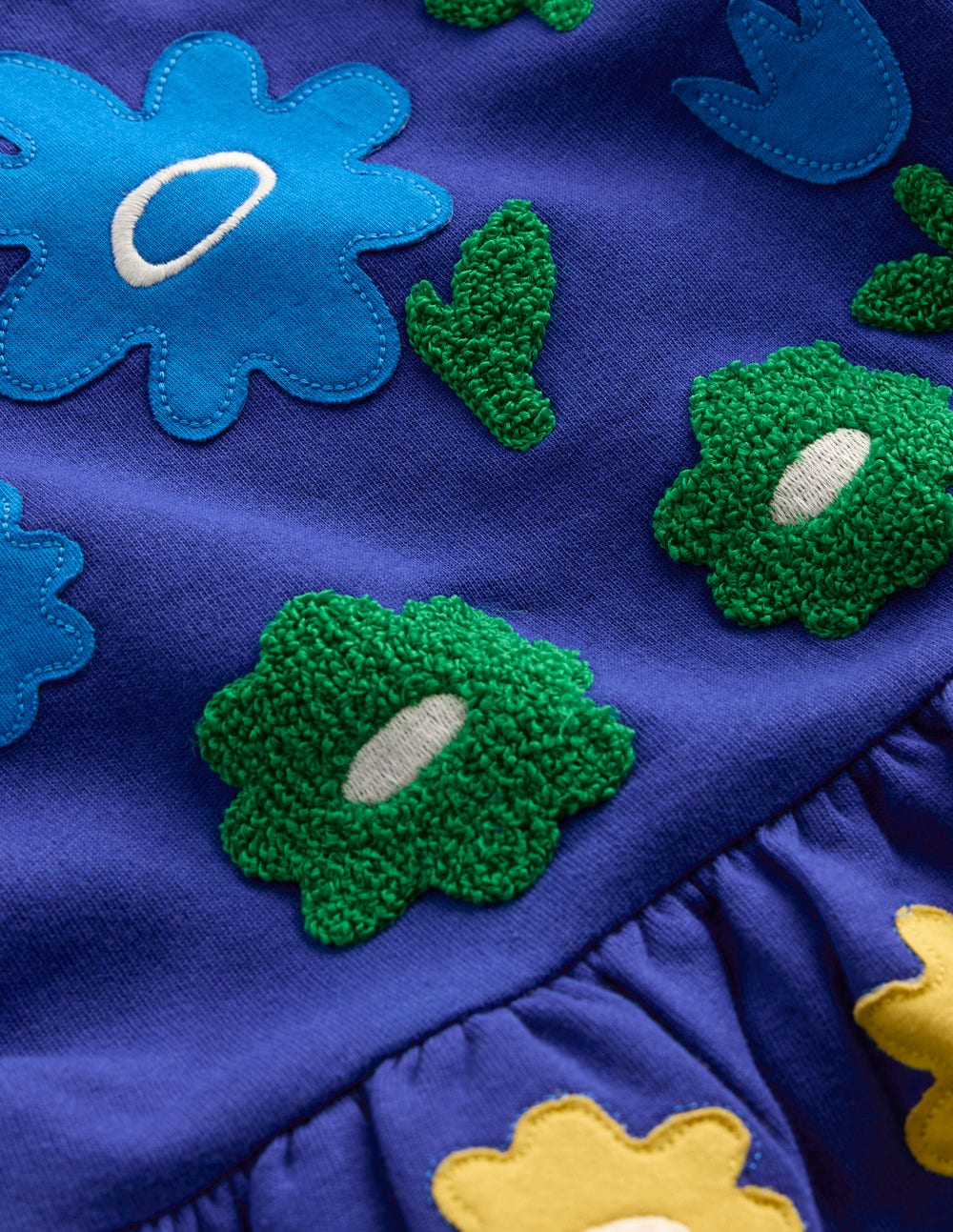 Applique Sweatshirt Dress-Sapphire Blue Flowers-4