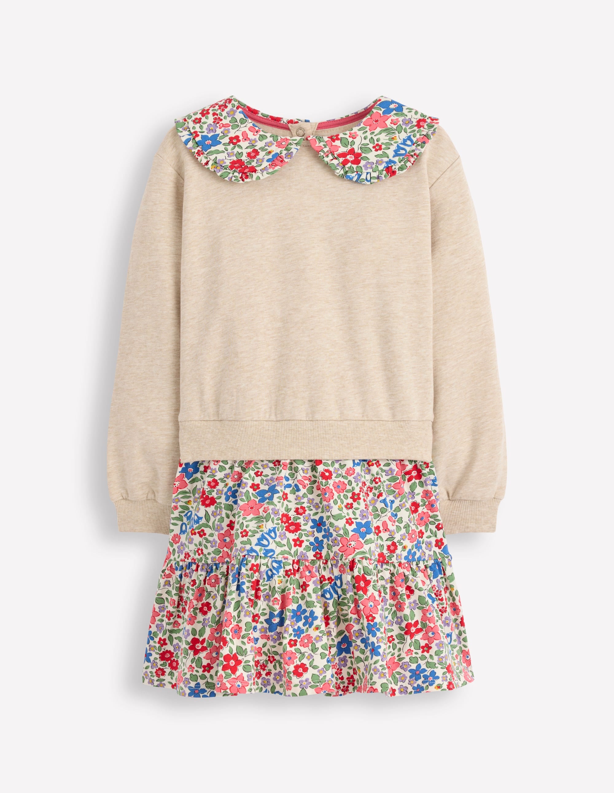 2-in-1 Sweatshirt Dress-Ivory Berry Floral - Image 1