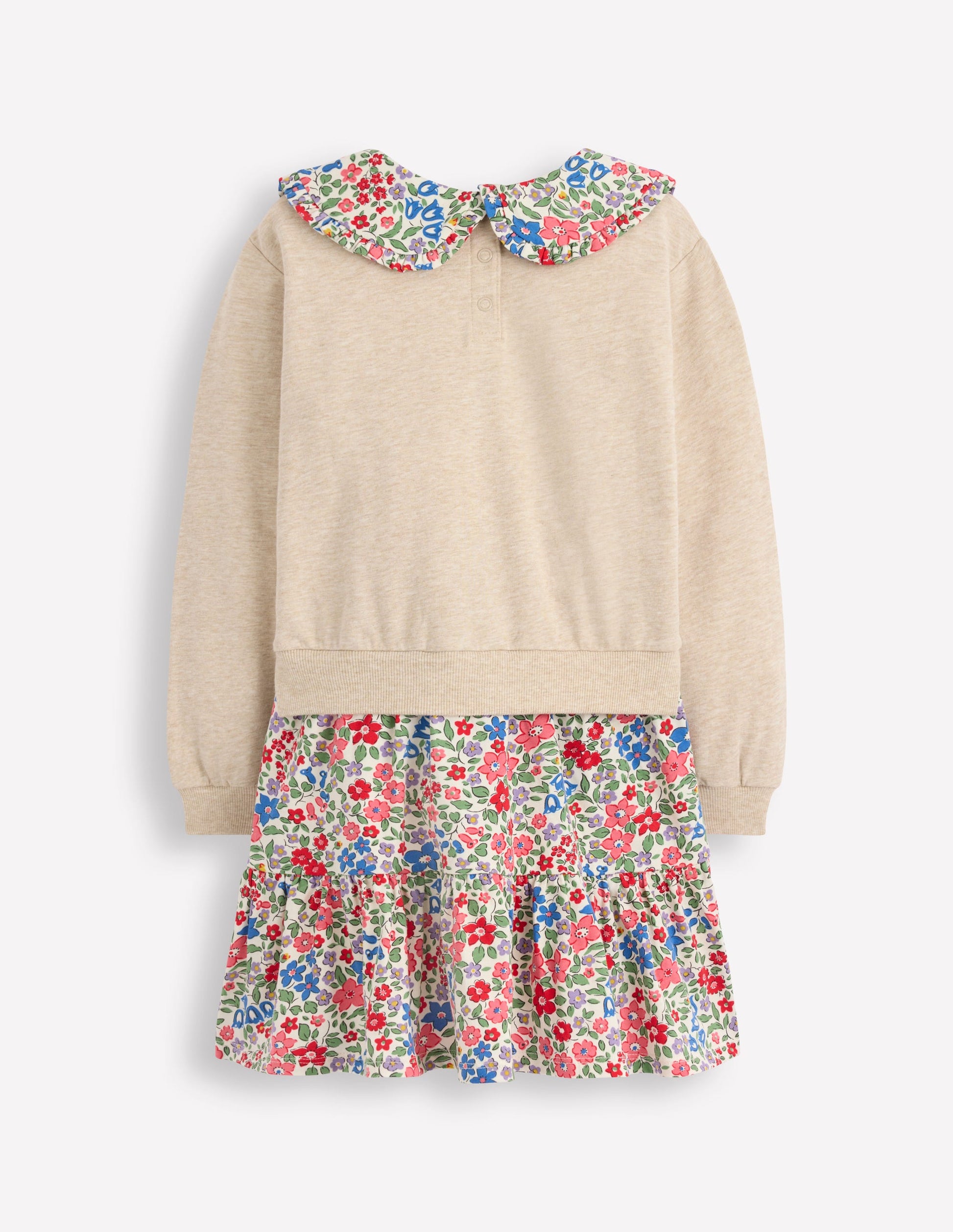 2-in-1 Sweatshirt Dress-Ivory Berry Floral-3