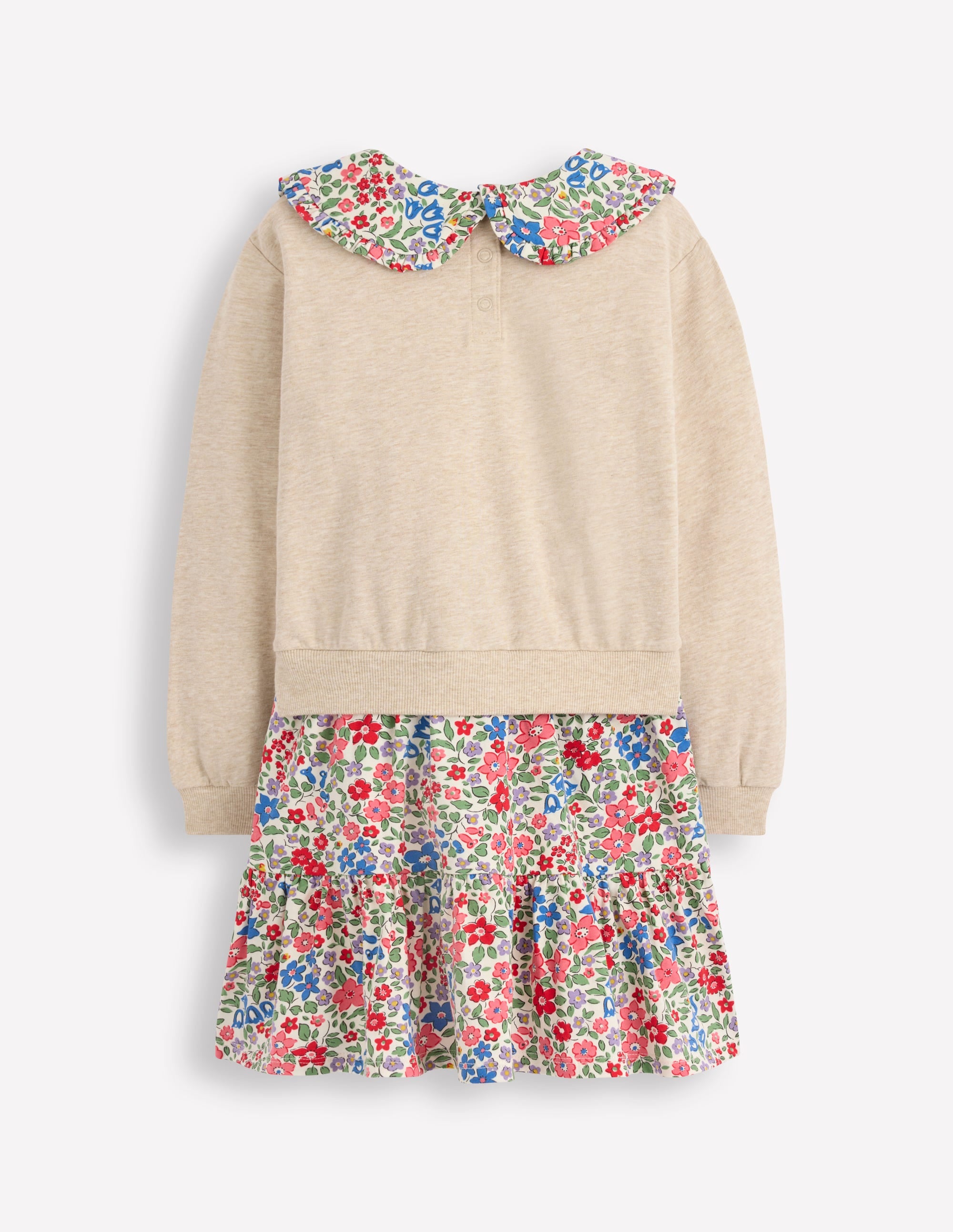 2-in-1 Sweatshirt Dress-Ivory Berry Floral - Image 2