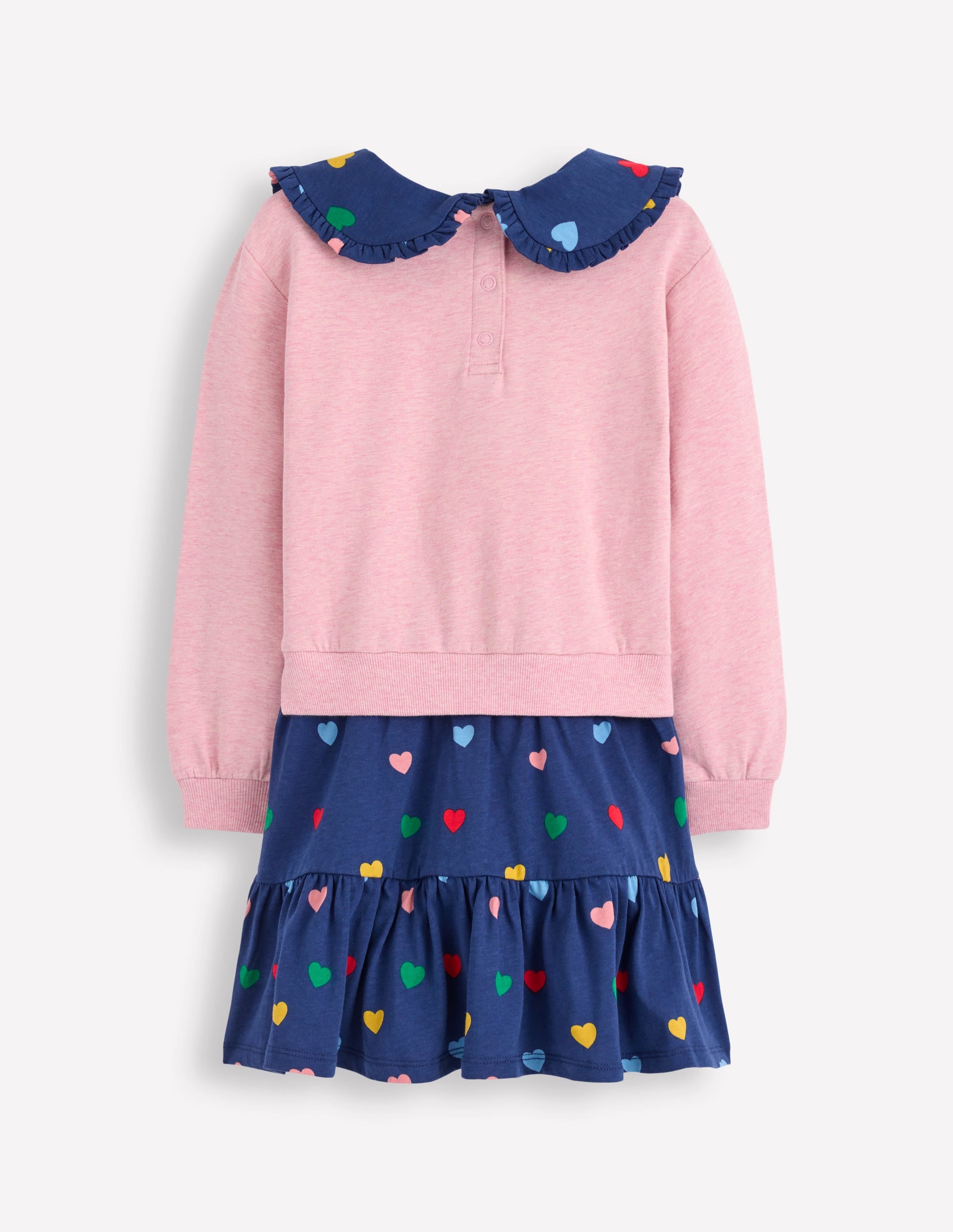 2-in-1 Sweatshirt Dress-Starboard Blue Multi Hearts - Image 6