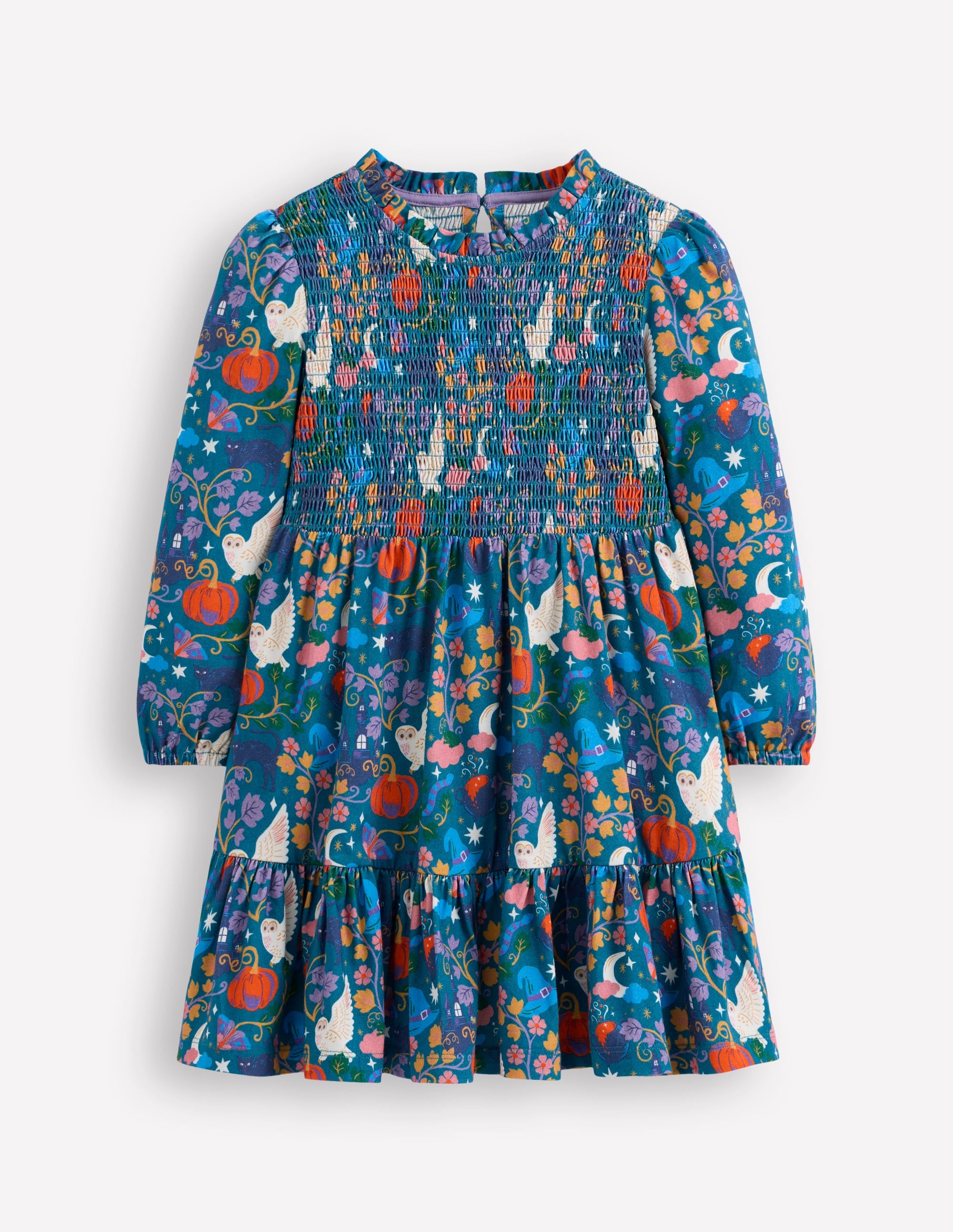Aurora Long Sleeve Dress-Deep Sea Blue Spooky Toile - Image 1