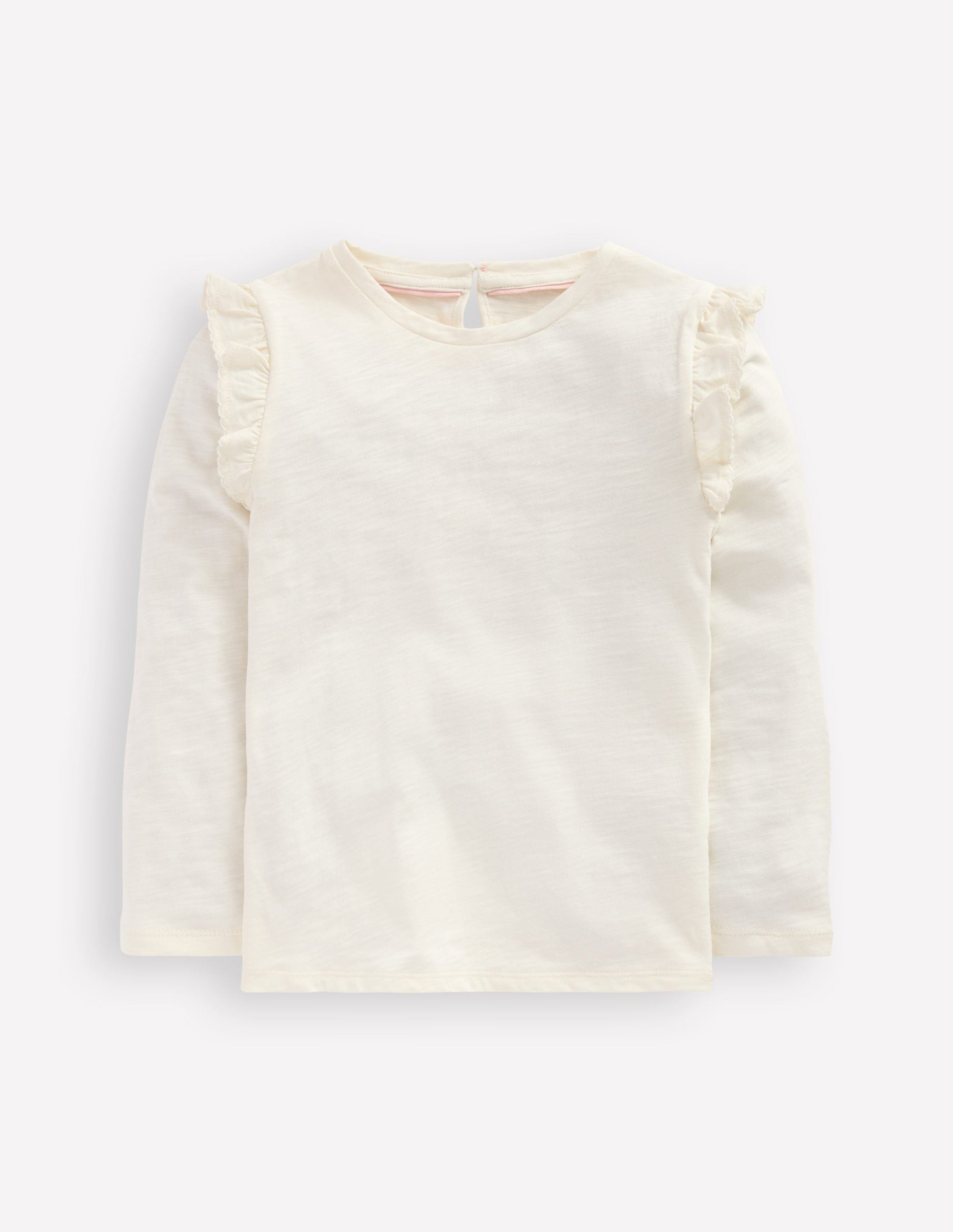 Frill Sleeve Slub Top-Soft Ivory-4