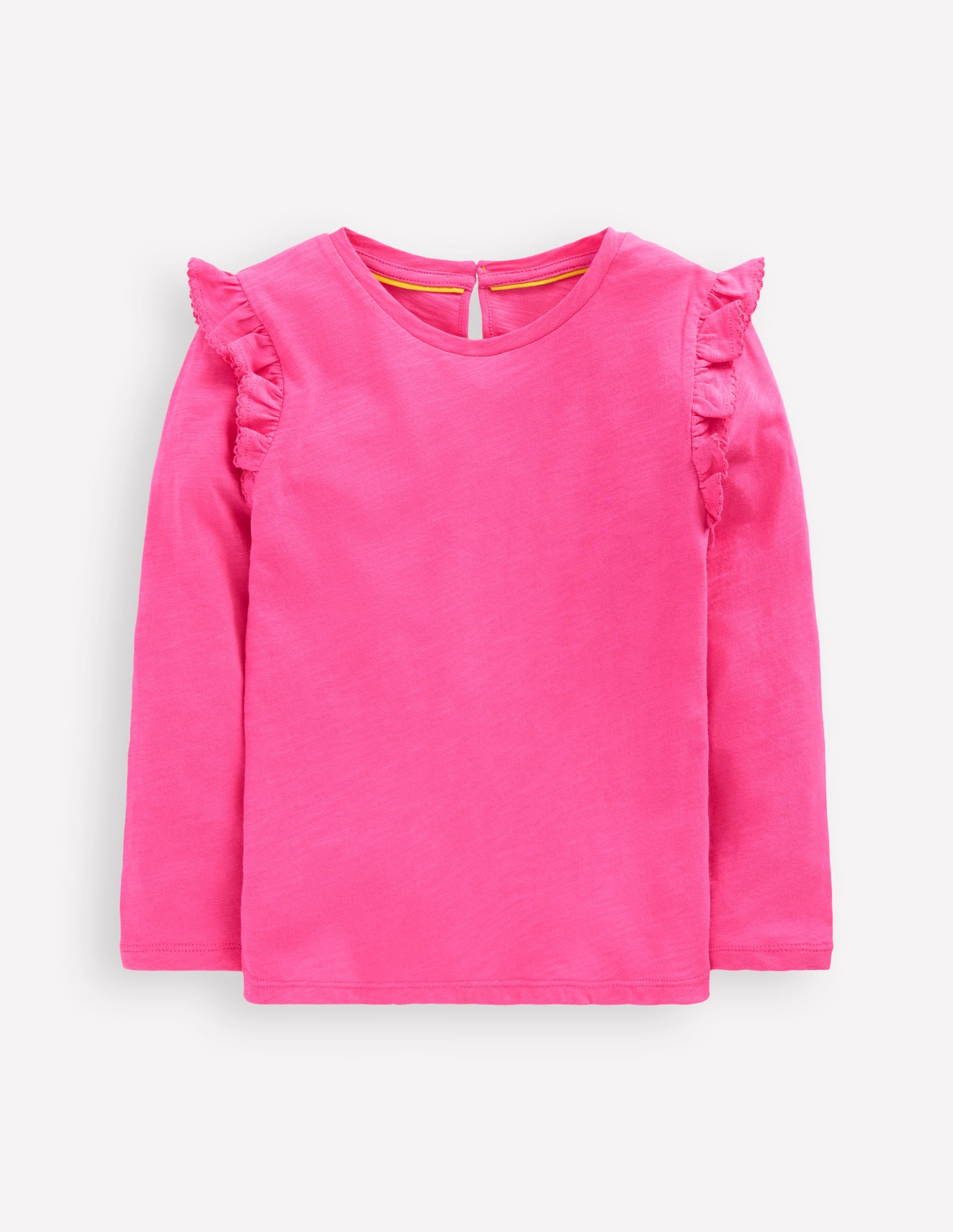 Frill Sleeve Slub Top-Sorbet Pink - Image 1