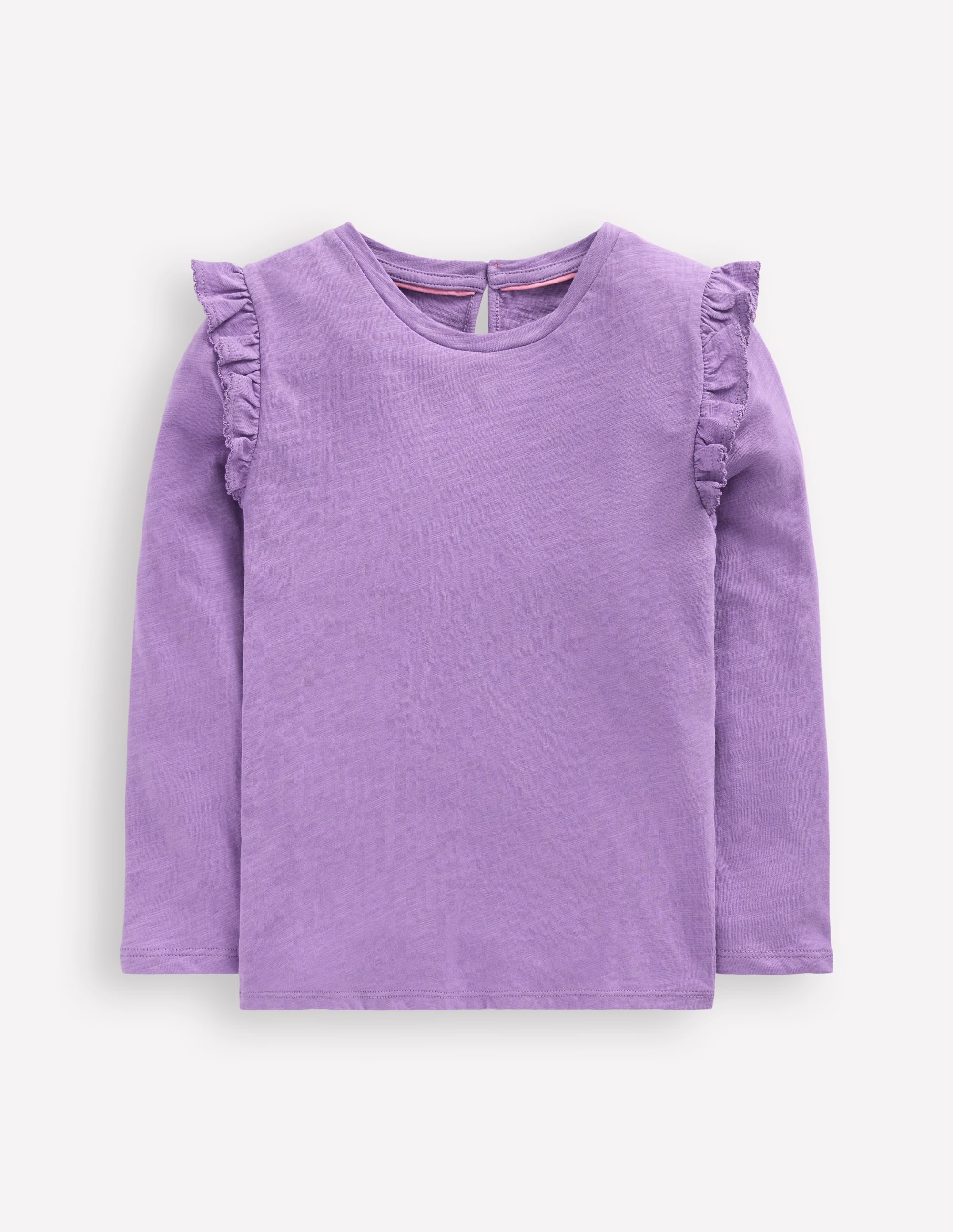 Frill Sleeve Slub Top-Aster Purple - Image 1