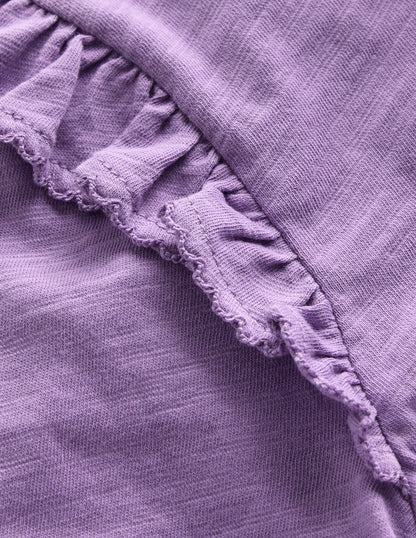 Frill Sleeve Slub Top-Aster Purple-3