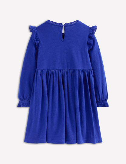 Lace Trim Jersey Dress-Bluejay-3
