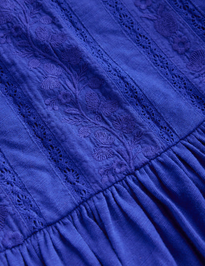 Lace Trim Jersey Dress-Bluejay-4