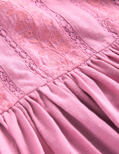 Lace Trim Jersey Dress-Formica Pink-7