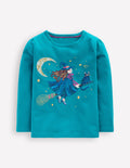 Long Sleeve Superstitch Tee-Deep Sea Green Witch