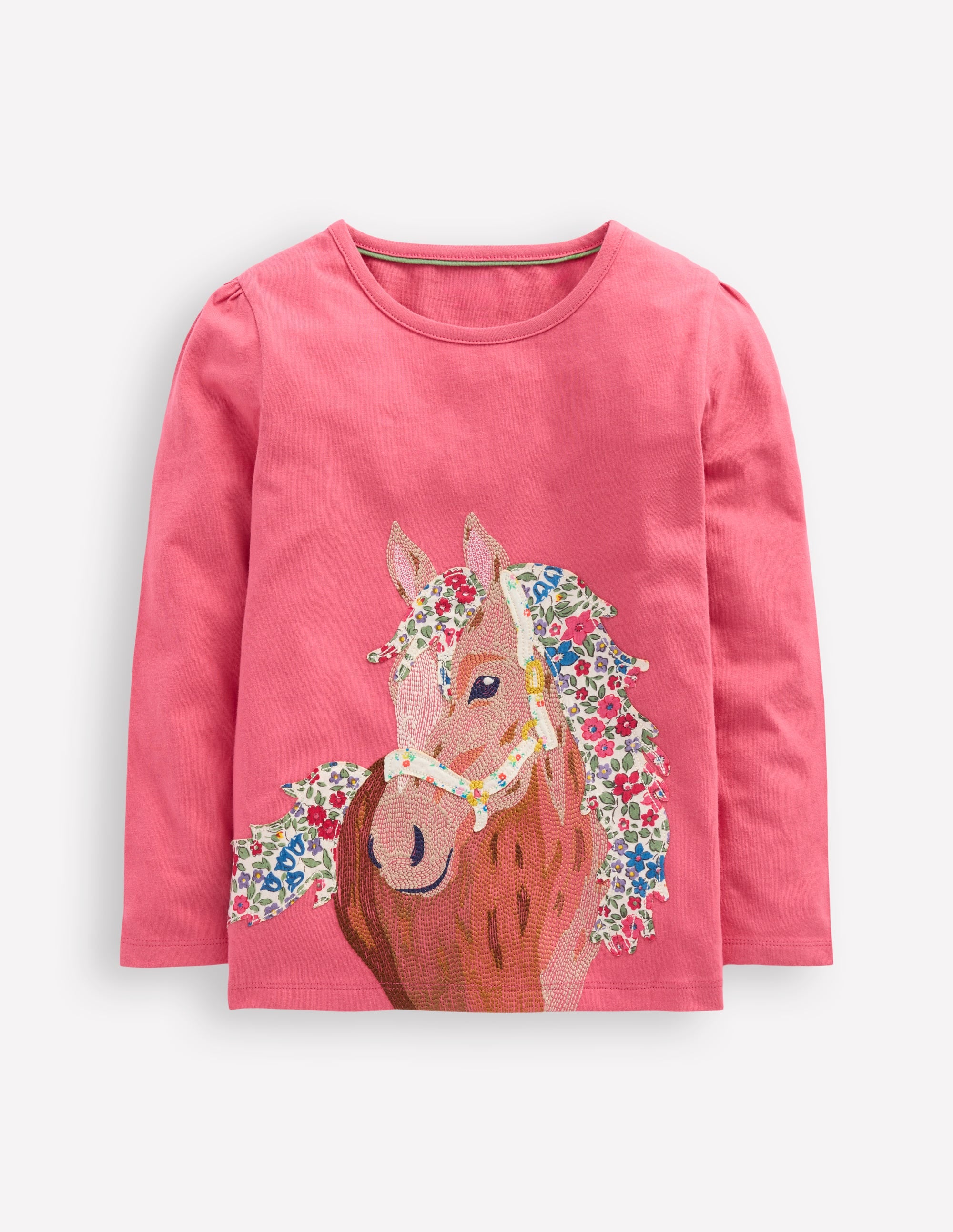 Long Sleeve Superstitch Tee-Rose Pink Horses - Image 1