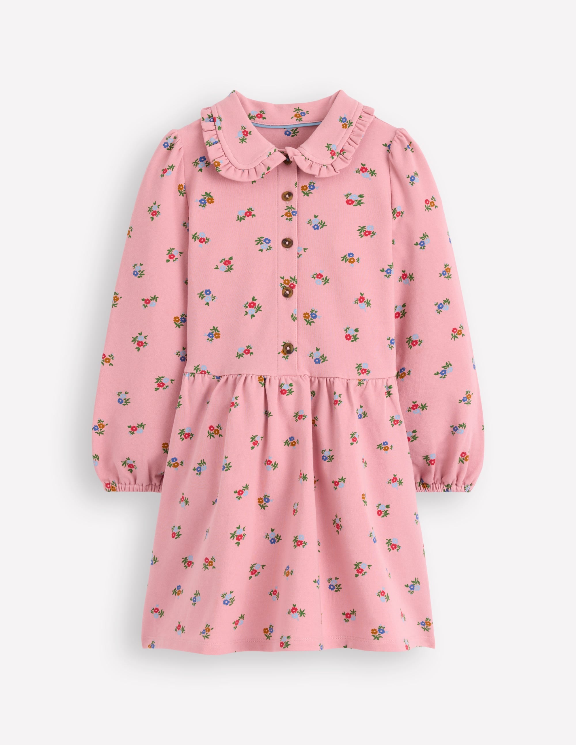 Cosy Jersey Shirt Dress-Vintage Pink Spaced Ditsy - Image 5