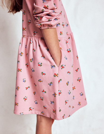 Cosy Jersey Shirt Dress-Vintage Pink Spaced Ditsy