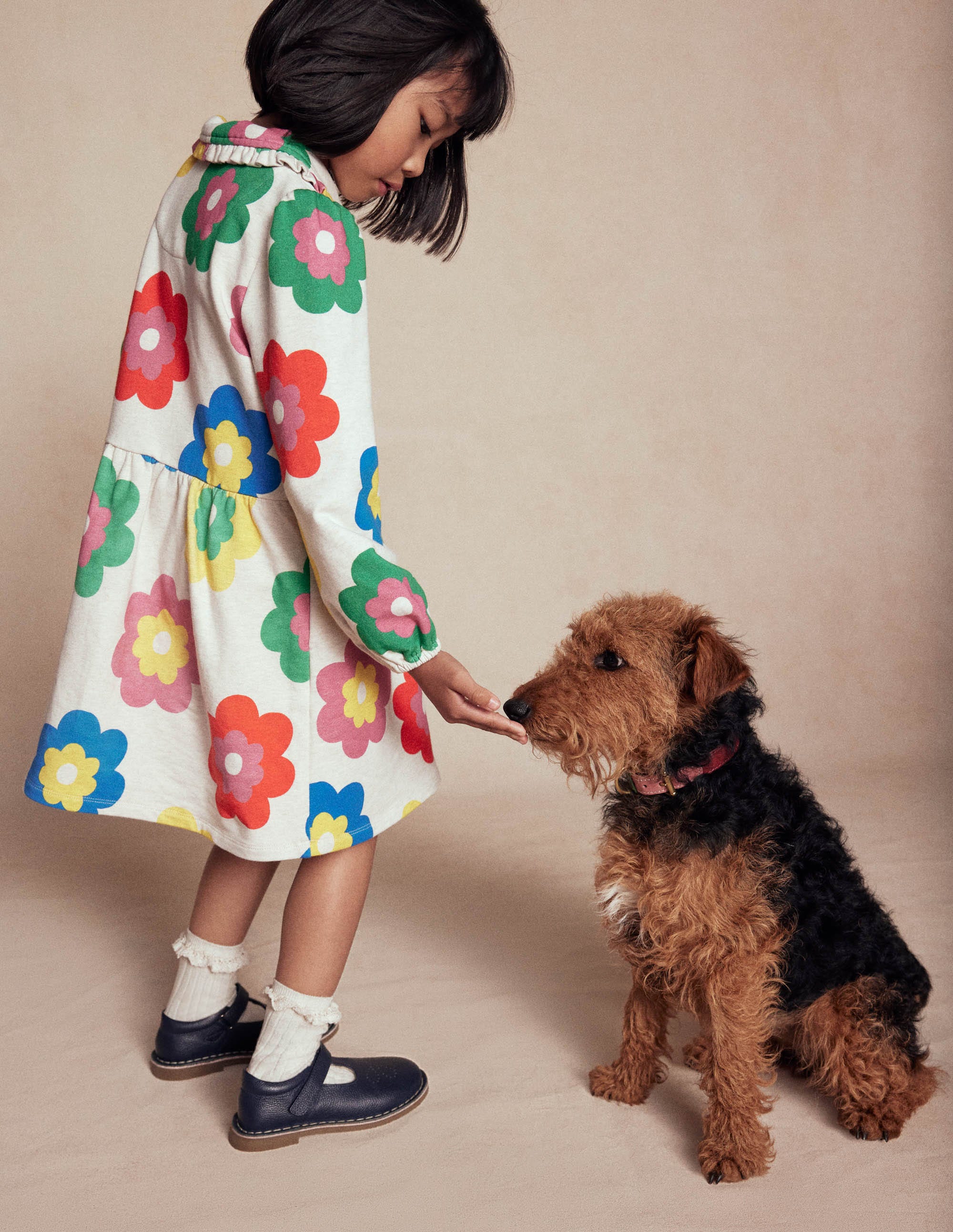 Cosy Jersey Shirt Dress-Multi Large Flower - Image 4