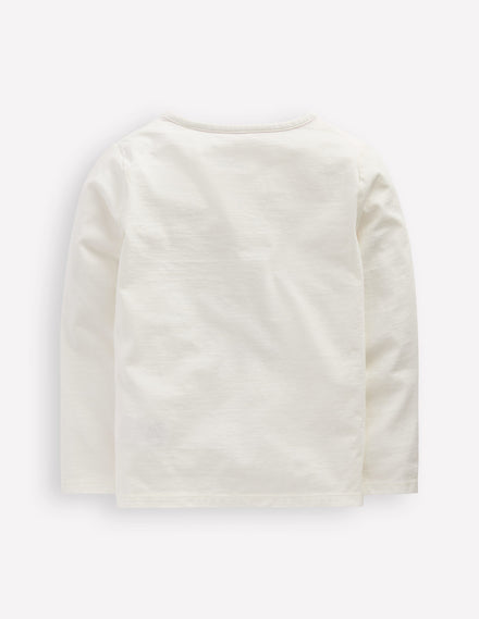 Long Sleeve Bouclé T-shirt-Soft Ivory Dog