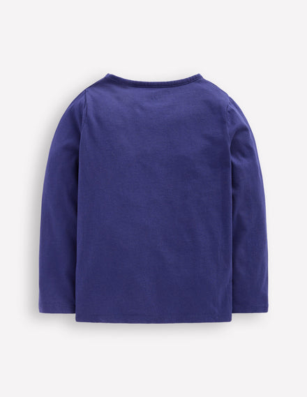 Long Sleeve Bouclé T-shirt-Starboard Blue Unicorn