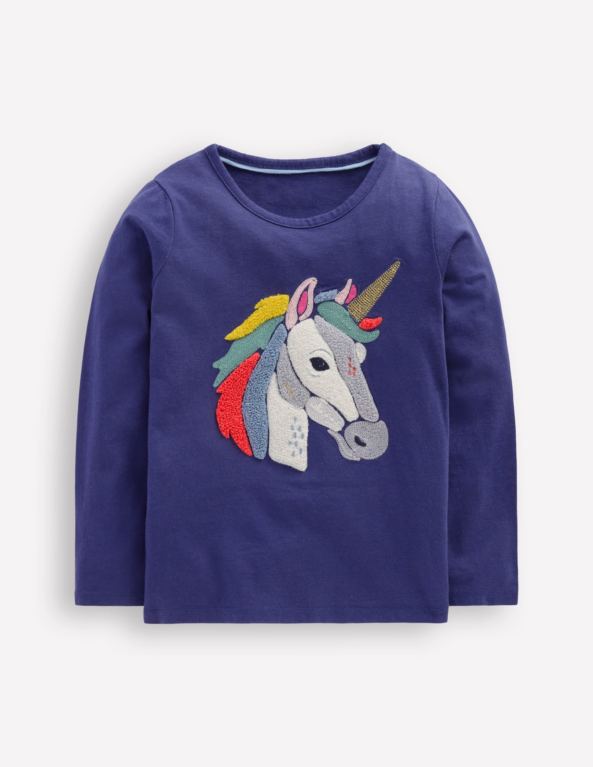 Long Sleeve Bouclé T-shirt-Starboard Blue Unicorn - Image 1
