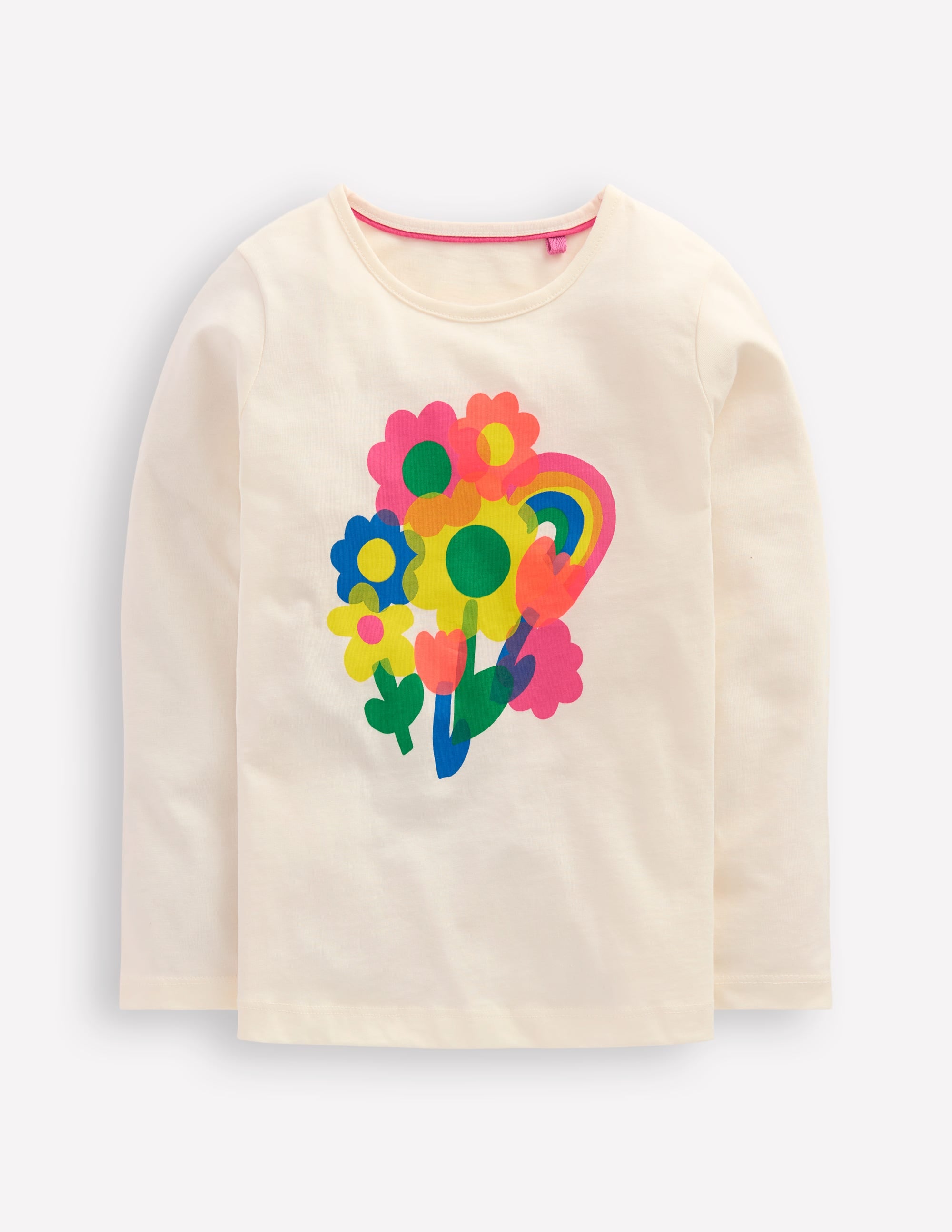 Long Sleeve Riso T-Shirt-Soft Ivory Flowers - Image 1