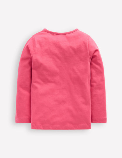 Long Sleeve Riso T-Shirt-Rose Pink Butterflies-2