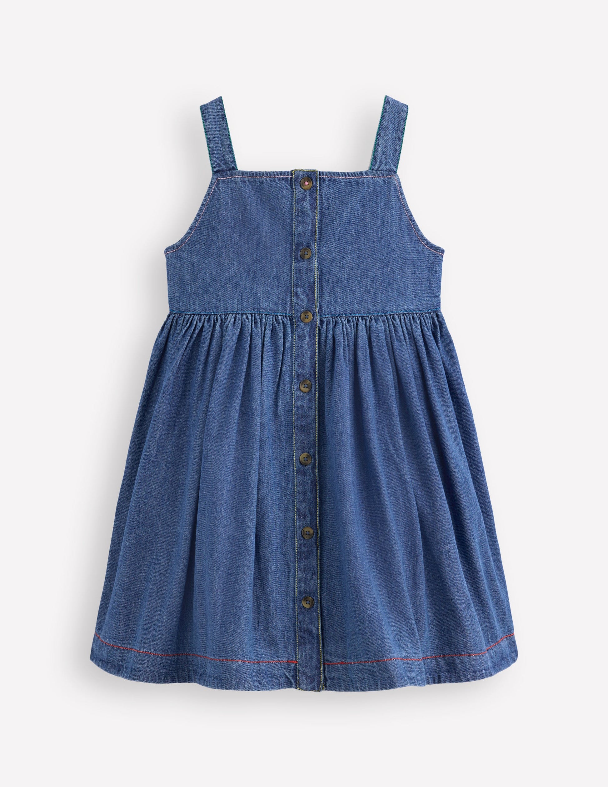 Button-through Pinafore Dress-Mid Vintage Denim-2
