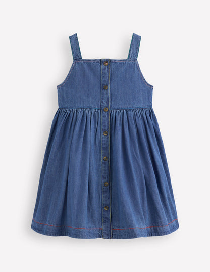 Button-through Pinafore Dress-Mid Vintage Denim-2
