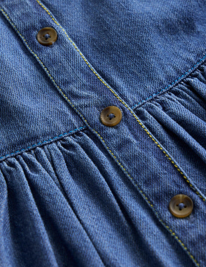 Button-through Pinafore Dress-Mid Vintage Denim-4