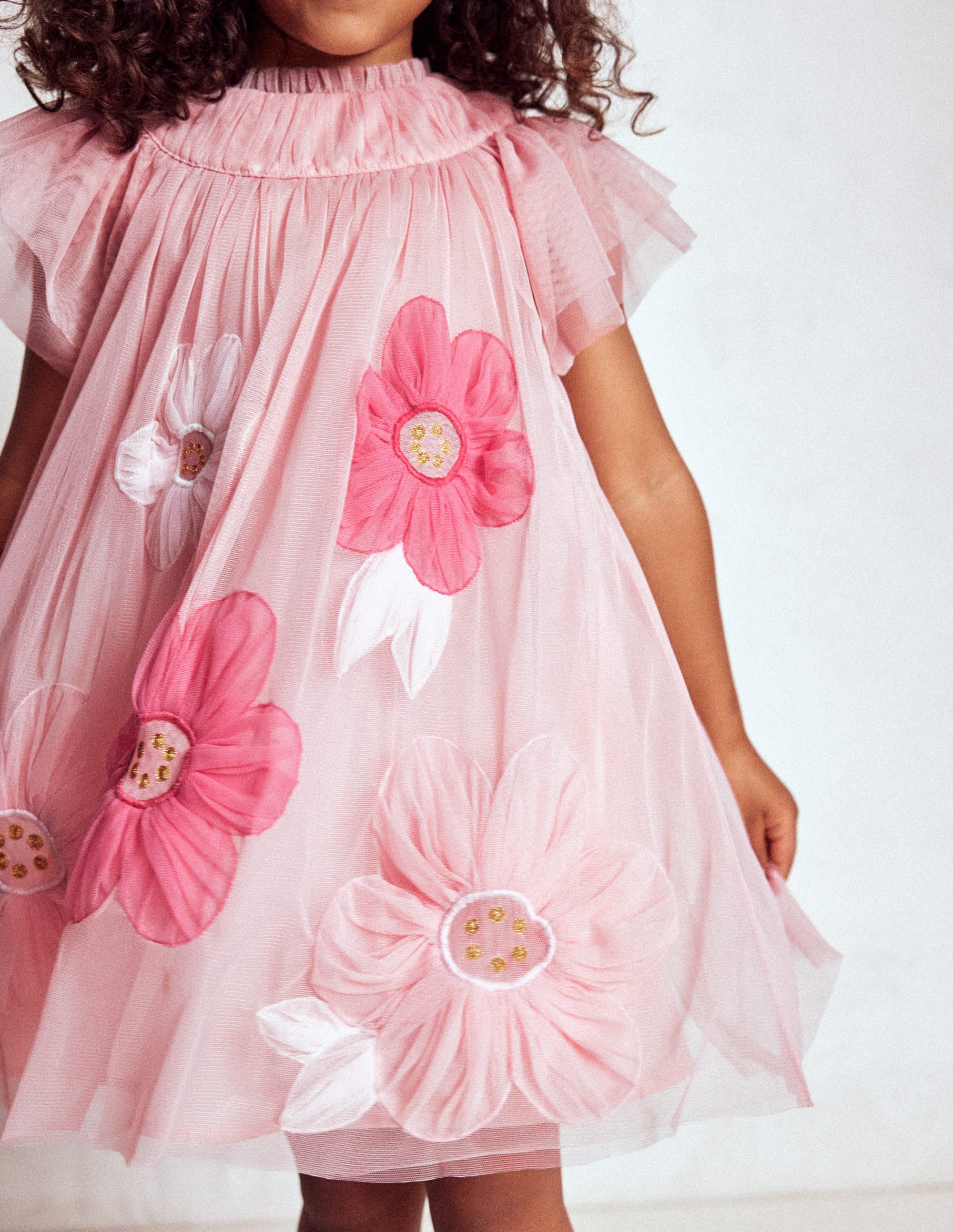 Appliqué  Tulle Dress-Chalk Pink Flower - Image 2