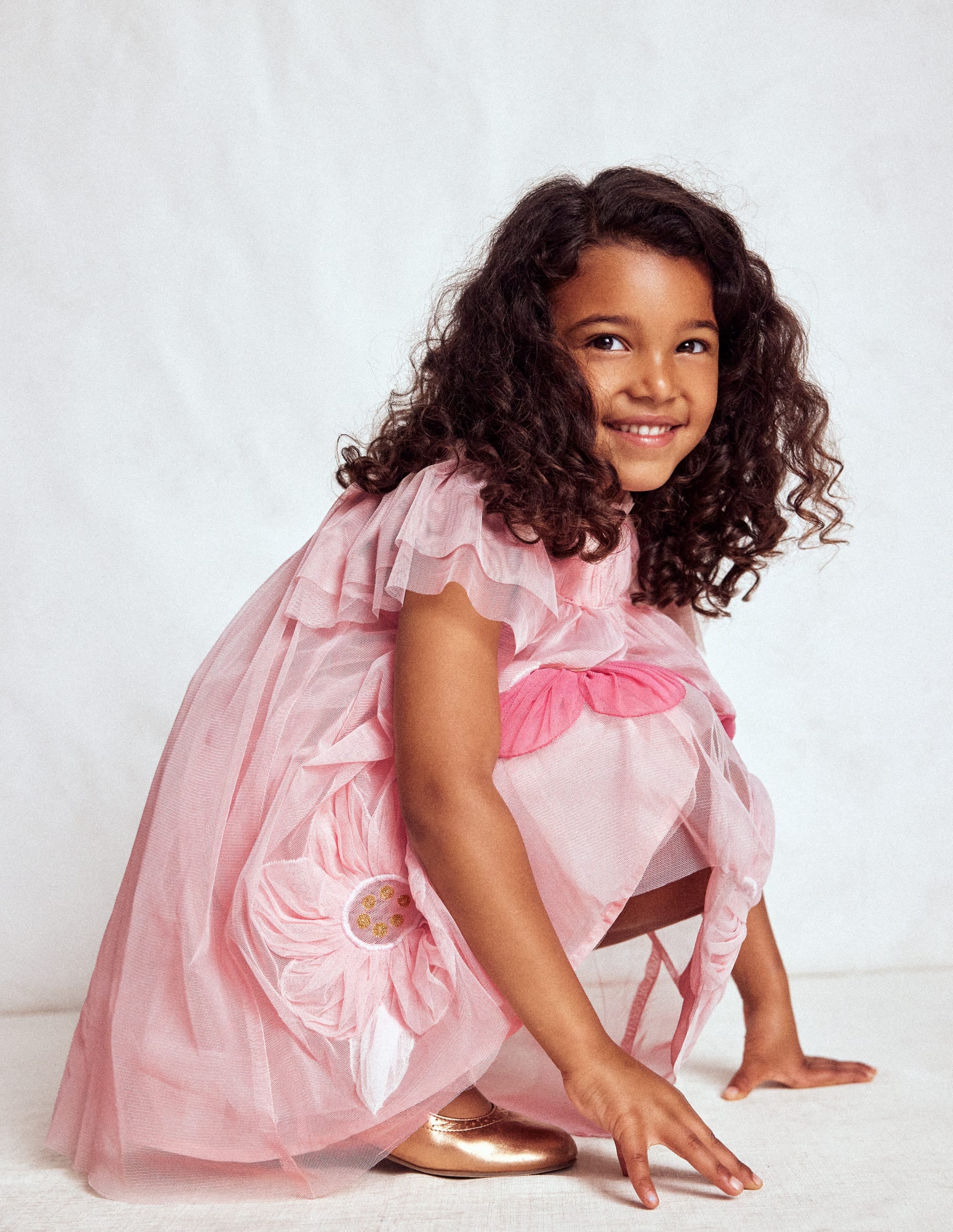 Appliqué  Tulle Dress-Chalk Pink Flower - Image 3