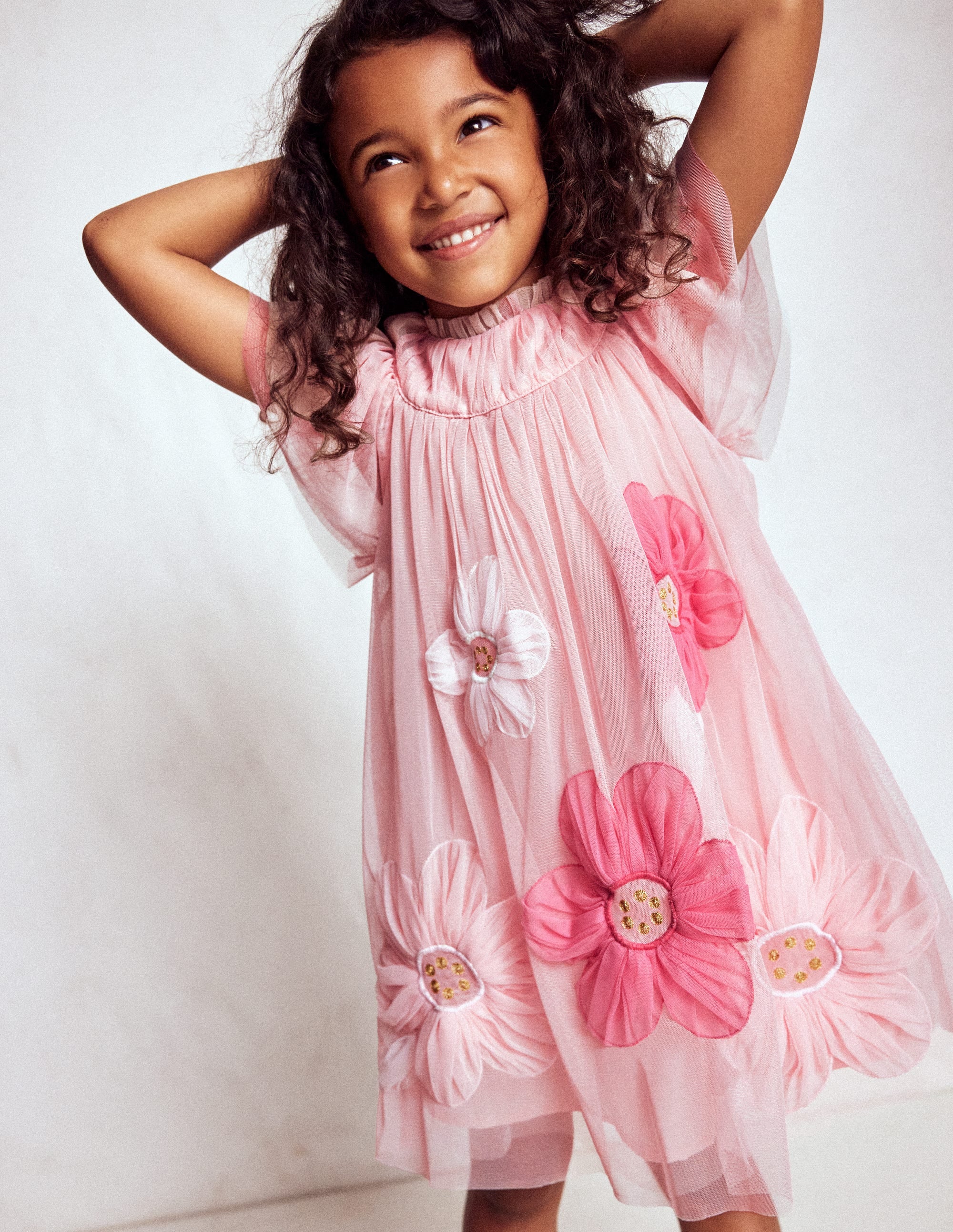 Appliqué  Tulle Dress-Chalk Pink Flower - Image 4