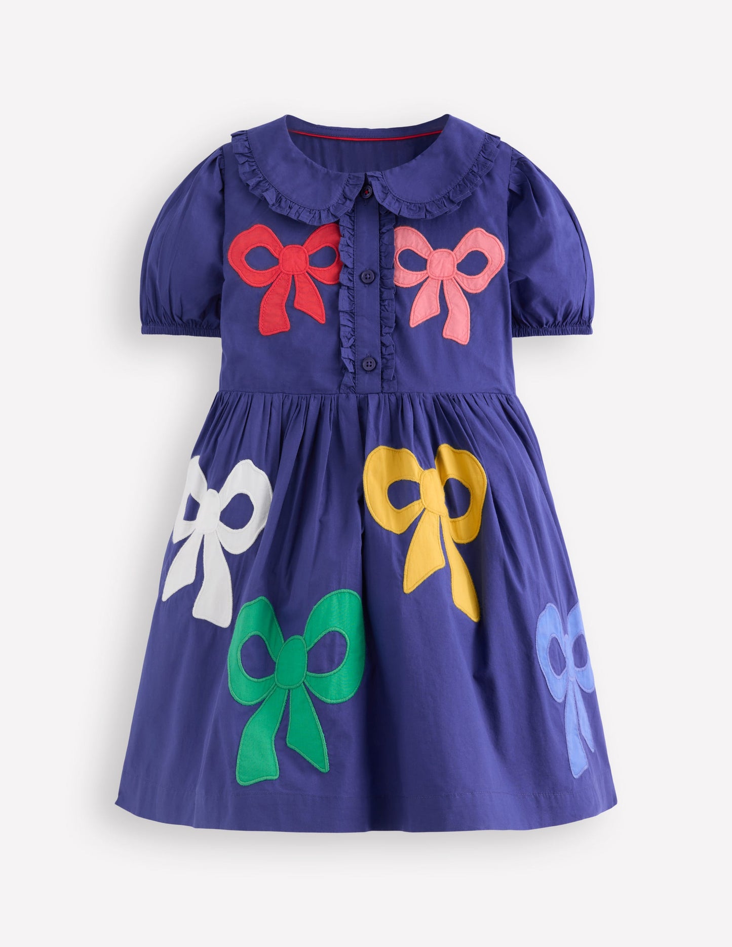 Appliqué Bow Shirt Dress-Starboard Blue Bows