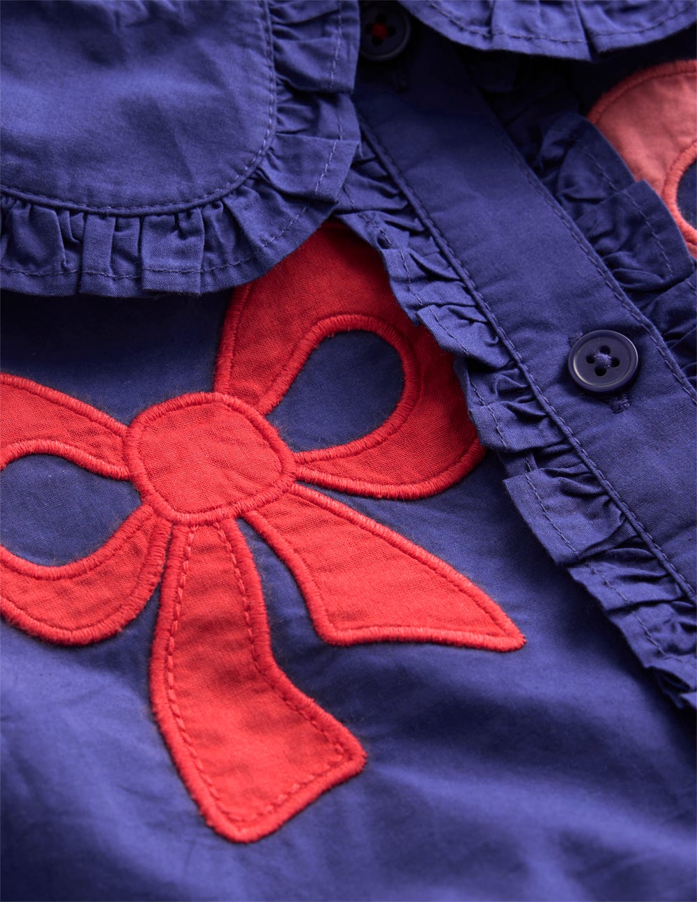 Appliqué Bow Shirt Dress-Starboard Blue Bows - Image 3