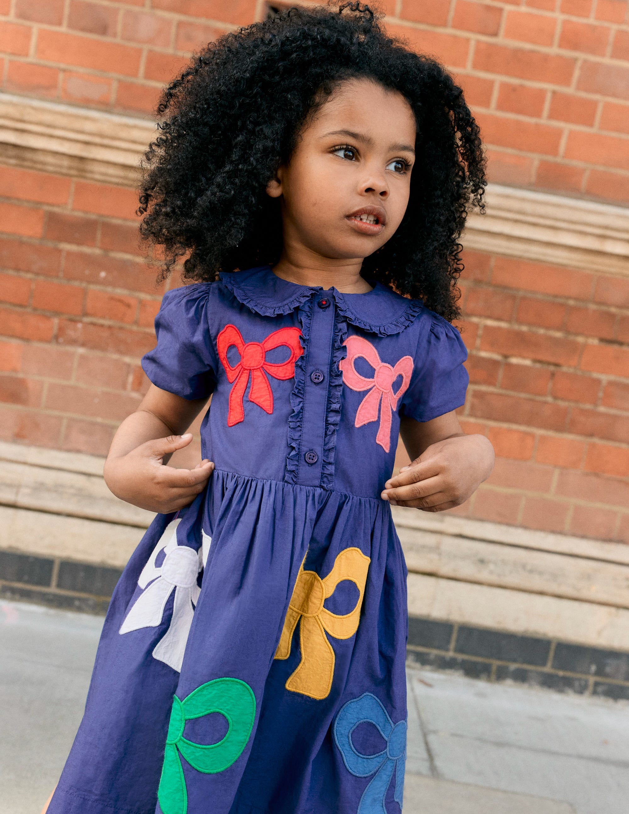 Appliqué Bow Shirt Dress-Starboard Blue Bows - Image 4